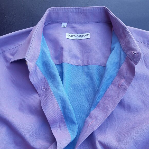 DOLCE & GABBANA SZ 16 French Cuff Men's Button Up Mauve Dress Shirt - Picture 3 of 16